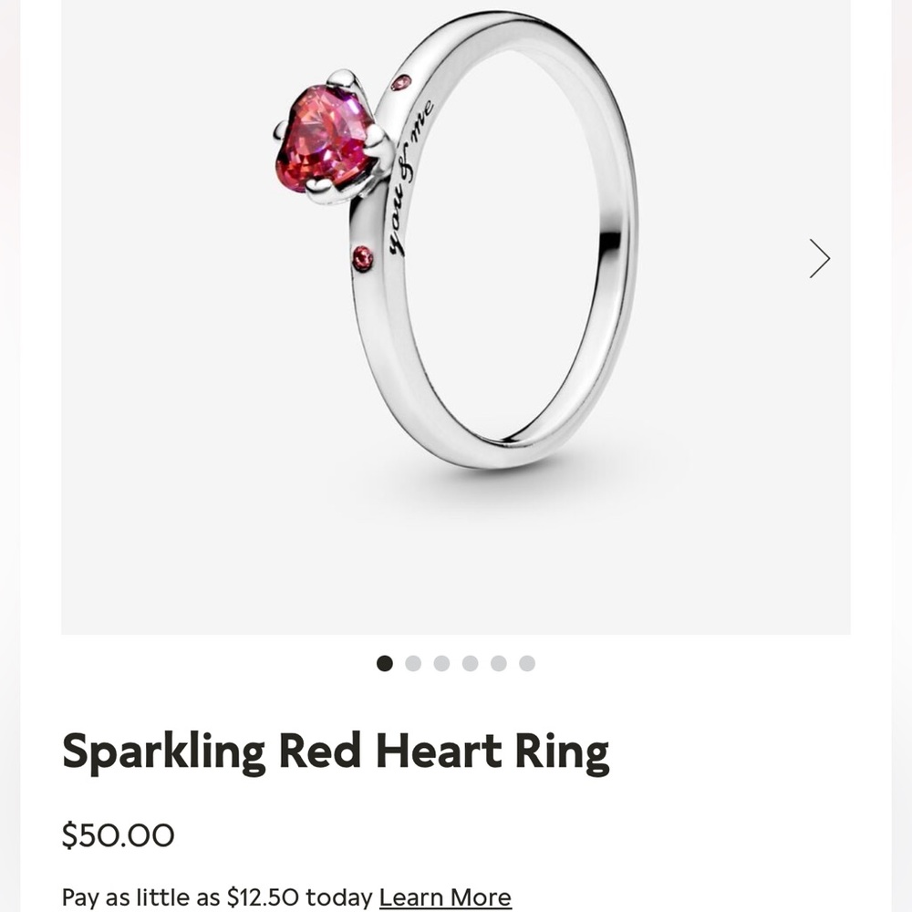 Pandora sparkling red heart ring